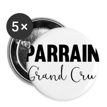 Parrain grand cru - Lot de 5 grands badges (56 mm) - blanc - Devant