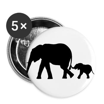 Elephants - elephant mother and child - Buttons large 2.2''/56 mm (5-pack) - white - Front