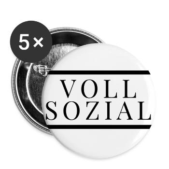 Sozial - Buttons groß 56 mm (5er Pack) - Weiß - Vorne
