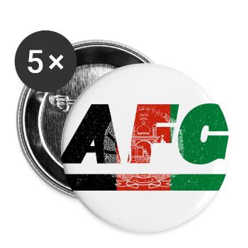 Afghanistan Fahne Flagge AFG - Buttons groß 56 mm (5er Pack) - Weiß - Vorne