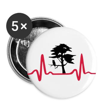 Baum mit Herzschlag, Natur EKG - Buttons groß 56 mm (5er Pack) - Weiß - Vorne