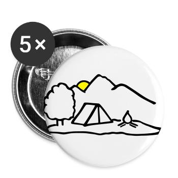 Camping, Nature Adventure - Lot de 5 grands badges (56 mm) - blanc - Devant