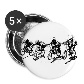 BMX-Rennen - Buttons groß 56 mm (5er Pack) - Weiß - Vorne