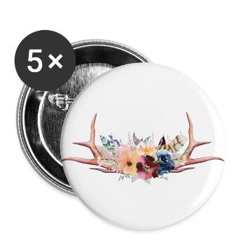 Boho Fleur Bouquet personnalisable - Lot de 5 grands badges (56 mm) - blanc - Devant