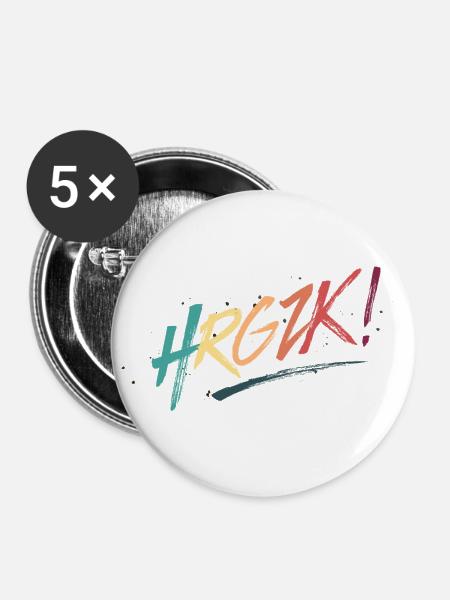 Herrgottzack - Herrgottsack - Sackzement - HRGZK - Buttons groß 56 mm (5er Pack) - Weiß