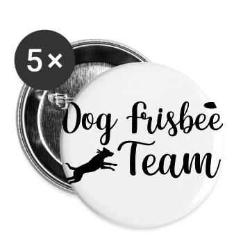 Chien Frisbee Team Dog Sport - Lot de 5 grands badges (56 mm) - blanc - Devant