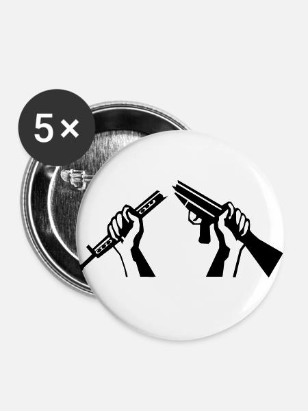 Zerbrochenes Gewehr - Buttons groß 56 mm (5er Pack) - Weiß