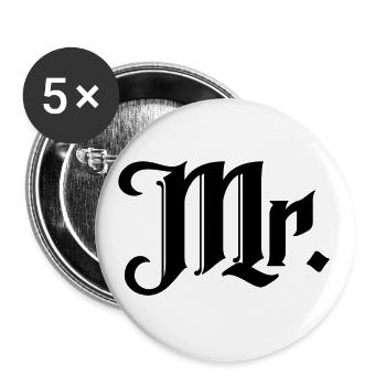 Mr. Matching Couple Engagement Wedding Honeymoon - Buttons large 2.2''/56 mm (5-pack) - white - Front
