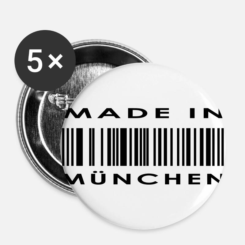 München - Buttons groß 56 mm (5er Pack) - Weiß