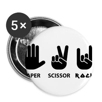 papier ciseaux roche c - Lot de 5 grands badges (56 mm) - blanc - Devant