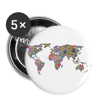 Hipsters' world - Buttons large 2.2''/56 mm (5-pack) - white - Front
