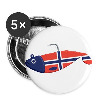Gummifisch Big Norwegen - Buttons groß 56 mm (5er Pack) - Weiß - Vorne