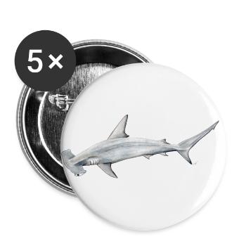 requin Martillon - requin-marteau - Réquin - Lot de 5 grands badges (56 mm) - blanc - Devant
