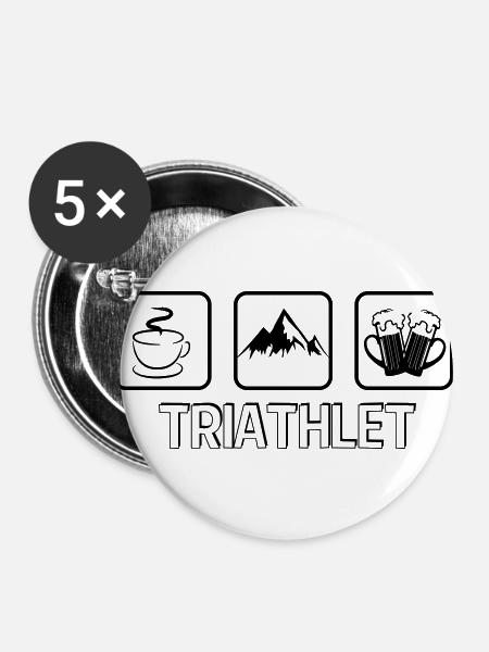 Triathlet Berg Wandern - Buttons groß 56 mm (5er Pack) - Weiß