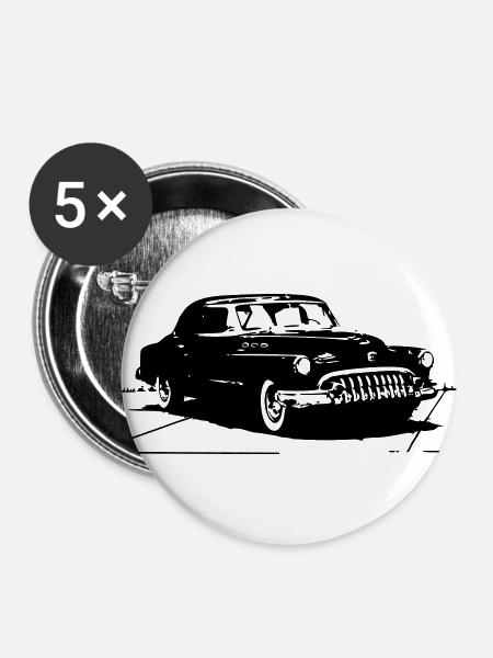 Car Auto Fahrzeug Oldtimer - Buttons groß 56 mm (5er Pack) - Weiß