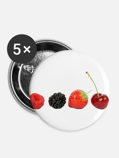 Leckere Beeren - Buttons groß 56 mm (5er Pack) - Weiß