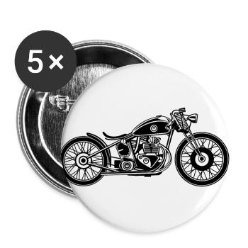 Chopper / Bobber motorcycle 09_black white - Buttons large 2.2''/56 mm (5-pack) - white - Front