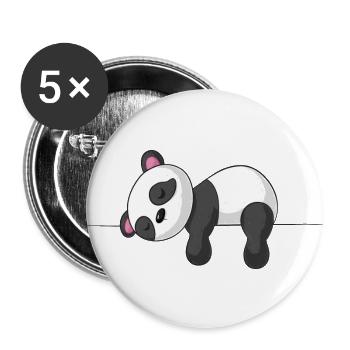 Sleepy cartoon panda - Buttons large 2.2''/56 mm (5-pack) - white - Front