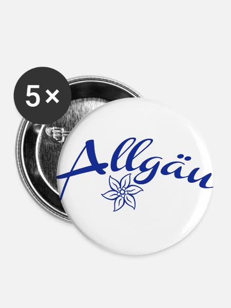 Allgäu - Buttons groß 56 mm (5er Pack) - Weiß