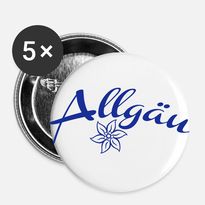 Allgäu - Buttons groß 56 mm (5er Pack) - Weiß
