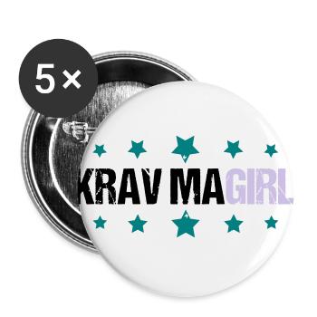 Krav Maga Girl - Lot de 5 grands badges (56 mm) - blanc - Devant
