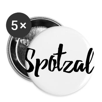 Spotzal bayrisches T-Shirt als Geschenk - Buttons groß 56 mm (5er Pack) - Weiß - Vorne