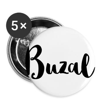 Buzal bayerisches Wort für Baby süßes Geschenk - Buttons groß 56 mm (5er Pack) - Weiß - Vorne