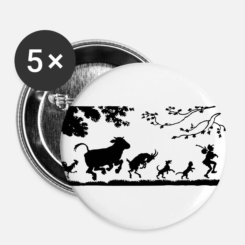 Animals - Buttons large 2.2''/56 mm (5-pack) - white