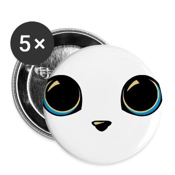 yeux chat - Lot de 5 grands badges (56 mm) - blanc - Devant