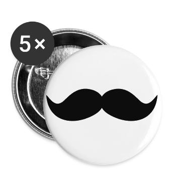 Moustache - Buttons groß 56 mm (5er Pack) - Weiß - Vorne