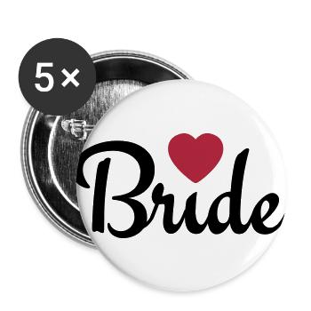 bride with heart 2c - Lot de 5 grands badges (56 mm) - blanc - Devant