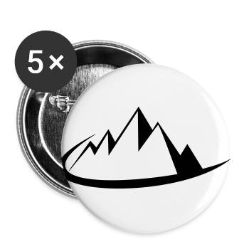 Berg Silhouette Gebirge Minimalistisch Logo Gipfel - Buttons groß 56 mm (5er Pack) - Weiß - Vorne