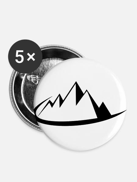 Mountain Silhouette Mountains Minimalist Logo Summit - Buttons large 2.2''/56 mm (5-pack) - white