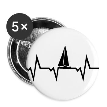 Segeln EKG Herzschlag - Buttons groß 56 mm (5er Pack) - Weiß - Vorne