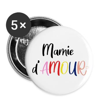 Mamie d'amour - Lot de 5 grands badges (56 mm) - blanc - Devant