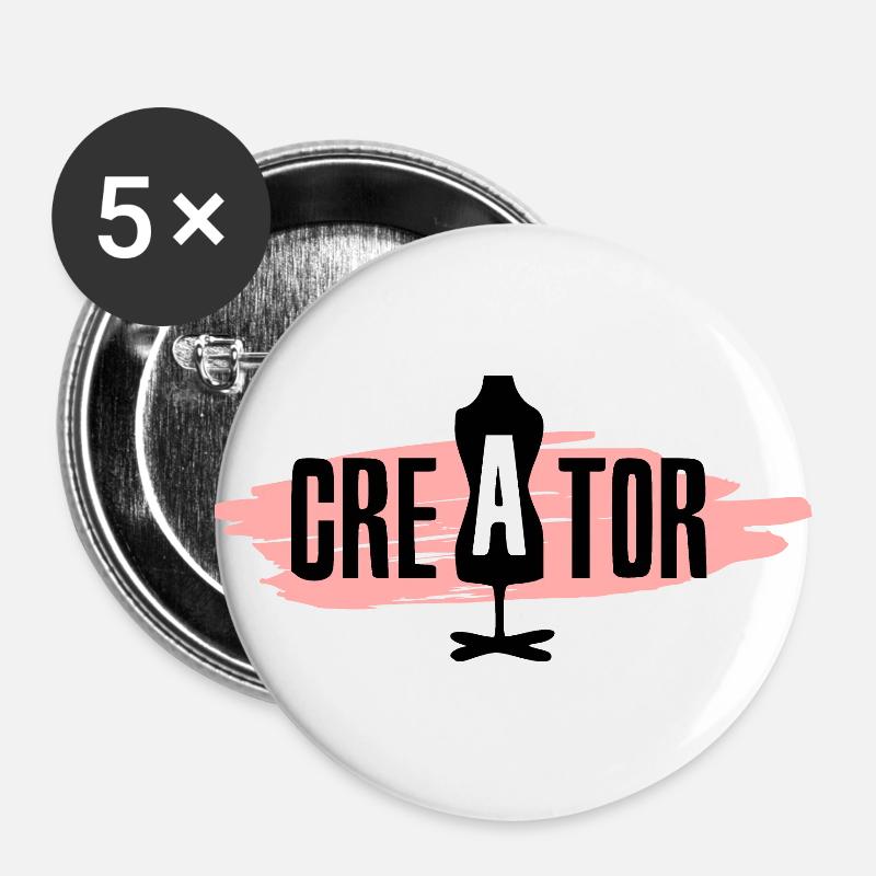 Schöpfer, Gestalter, Modeschöpfer, Modedesigner - Buttons groß 56 mm (5er Pack) - Weiß