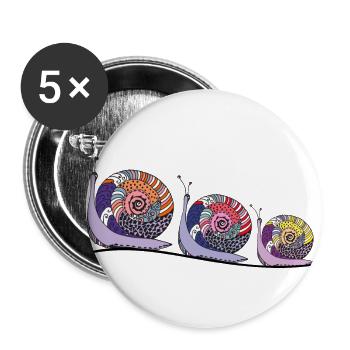 Escargots - Lot de 5 grands badges (56 mm) - blanc - Devant
