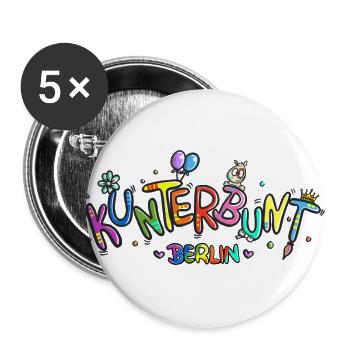 logo KunterbuntBerlin Berlin Style bunt Highlight - Buttons groß 56 mm (5er Pack) - Weiß - Vorne