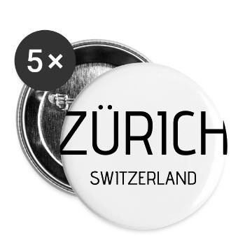 Zürich - Buttons groß 56 mm (5er Pack) - Weiß - Vorne