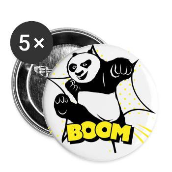 Boom Panda Kung Fu - Buttons groß 56 mm (5er Pack) - Weiß - Vorne