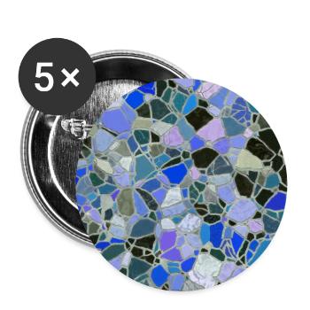 Mosaik, Fliesen (Muster, Blau) - Buttons groß 56 mm (5er Pack) - Weiß - Vorne