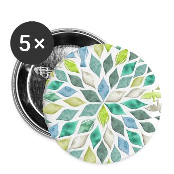 Rauten in Aquarellfarben mit versteckten Vögeln - Buttons groß 56 mm (5er Pack) - Weiß - Vorne