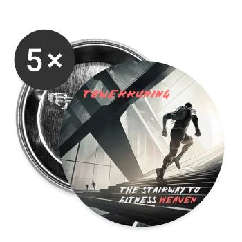Towerrunning, Stairclimbing Workout - paradis du fitness - Lot de 5 grands badges (56 mm) - blanc - Devant