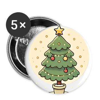 Believe in Magic Christmas Tree Design - Buttons large 2.2''/56 mm (5-pack) - white - Front