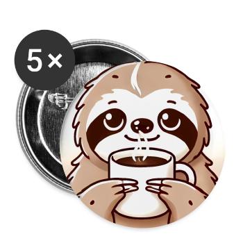 Cozy Sloth Coffee Illustration - Buttons large 2.2''/56 mm (5-pack) - white - Front