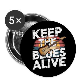 Der Blues lebt vintage Bluesdesign - Buttons groß 56 mm (5er Pack) - Weiß - Vorne