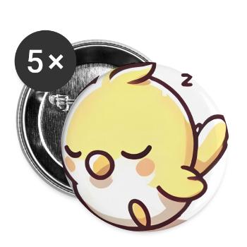 Schläfriger gelber Sittich Cartoon Design - Buttons groß 56 mm (5er Pack) - Weiß - Vorne