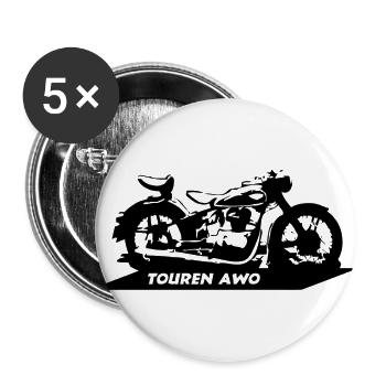 Touren AWO DDR Motorrad - Buttons groß 56 mm (5er Pack) - Weiß - Vorne