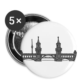 Oberbaumbrücke à Berlin 2 - Lot de 5 grands badges (56 mm) - blanc - Devant