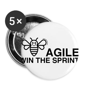 BE AGILE WIN THE SPRINT - Buttons groß 56 mm (5er Pack) - Weiß - Vorne